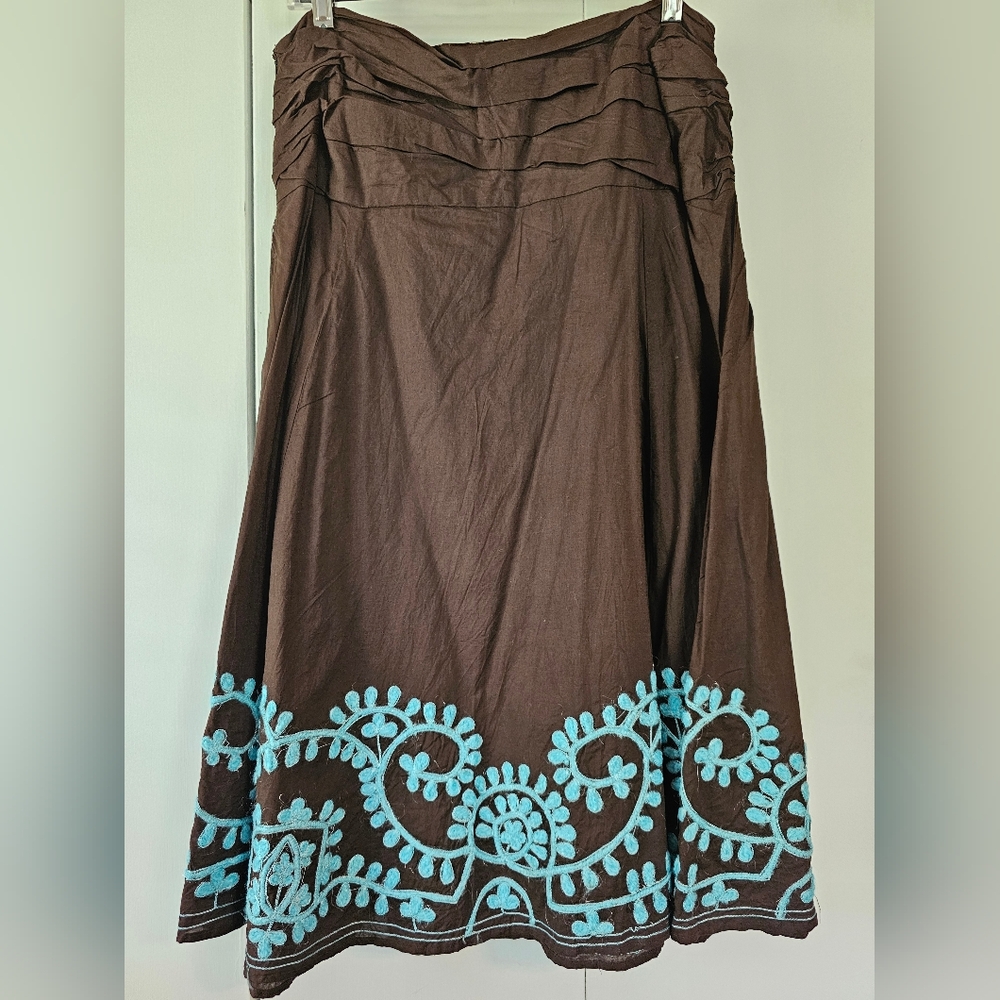 Tasha Polizzi Chocolate and Turquoise Skirt - Picture 4 of 7